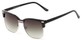 Angle of Windsor #9865 in Black and Silver Frame with Gradient Smoke Lenses, Women's and Men's Browline Sunglasses