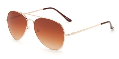 Angle of Admiral #490 in Gold Frame with Amber Fade Lenses, Women's and Men's Aviator Sunglasses