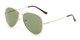 Angle of Admiral #490 in Gold Frame with Green Lenses, Women's and Men's Aviator Sunglasses