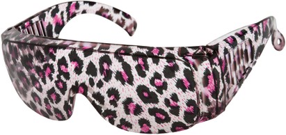 Angle of SW Animal Print Shield Style #1228 in Pink/Clear Leopard Frame, Women's and Men's  