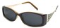 Angle of Raleigh #99710 in Brown and Green Frame with Smoke Lenses, Women's Square Sunglasses