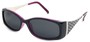 Angle of Raleigh #99710 in Black and Purple Frame with Smoke Lenses, Women's Square Sunglasses