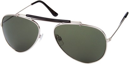 Angle of Atlantic #9819 in Silver and Black Frame with Green Lenses, Women's and Men's Aviator Sunglasses