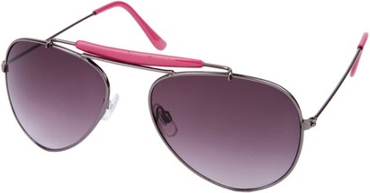 Angle of Atlantic #9819 in Grey and Pink Frame with Smoke Lenses, Women's and Men's Aviator Sunglasses