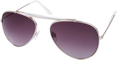 Angle of Atlantic #9819 in Silver and White Frame with Smoke Lenses, Women's and Men's Aviator Sunglasses