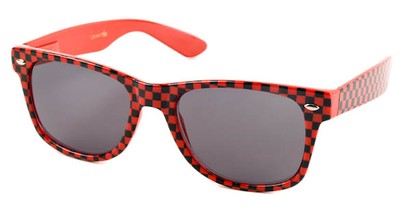 Angle of SW Checkered Retro Style #1417 in Red Checkered Frame, Women's and Men's  