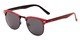 Angle of Huntington #6694 in Red/Black Frame with Grey Lenses, Women's and Men's Browline Sunglasses
