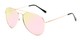 Angle of Solar #6799 in Gold Frame with Pink Mirrored Lenses, Women's and Men's Aviator Sunglasses