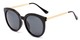 Angle of Canary #6583 in Black/Gold Frame with Grey Lenses, Women's Cat Eye Sunglasses