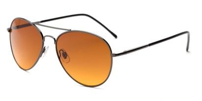 Angle of Canoe #1115 in Glossy Grey Frame with Copper Lenses, Women's and Men's Aviator Sunglasses