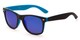 Angle of Cirrus #1448 in Black/Blue Frame with Blue Mirrored Lenses, Women's and Men's Retro Square Sunglasses