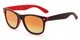 Angle of Cirrus #1448 in Black/Red Frame with Yellow Mirrored Lenses, Women's and Men's Retro Square Sunglasses