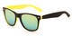 Angle of Cirrus #1448 in Black/Yellow Frame with Yellow Mirrored Lenses, Women's and Men's Retro Square Sunglasses