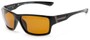 Angle of Bolt #6923 in Glossy Black Frame with Dark Yellow Lenses, Women's and Men's Sport & Wrap-Around Sunglasses