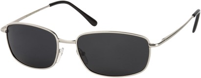 Angle of Excursion #5302 in Glossy Silver Frame with Dark Smoke Lenses, Women's and Men's Retro Square Sunglasses