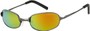 Angle of SW Mirrored Metal Style #9435 in Glossy Grey Frame with Orange Mirrored Lenses, Women's and Men's  