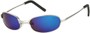 Angle of SW Mirrored Metal Style #9435 in Glossy Silver Frame with Blue Mirrored Lenses, Women's and Men's  