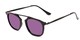 Angle of Rosco #8248 in Black Frame with Purple Mirrored Lenses, Women's and Men's Round Sunglasses