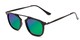 Angle of Rosco #8248 in Black Frame with Green/Purple Mirrored Lenses, Women's and Men's Round Sunglasses