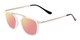 Angle of Rosco #8248 in White Frame with Pink/Yellow Mirrored Lenses, Women's and Men's Round Sunglasses
