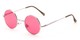 Angle of Dune in Silver Frame with Dark Pink Lenses, Women's and Men's Round Sunglasses