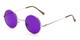 Angle of Dune in Silver Frame with Dark Purple Lenses, Women's and Men's Round Sunglasses