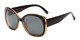 Angle of Estes #2985 in Black/Brown Frame with Grey Lenses, Women's Square Sunglasses