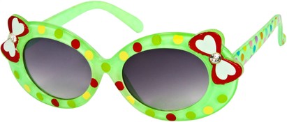 Angle of SW Kid's Polka Dot Bow Style #9935 in Lime Green Frame, Women's and Men's  