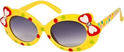 Angle of SW Kid's Polka Dot Bow Style #9935 in Yellow Frame, Women's and Men's  