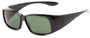 Angle of Dunlap #1100 in Glossy Black Frame with Green Lenses, Women's and Men's Square Sunglasses