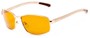 Angle of Limestone #1444 in Gold Frame with Yellow Lenses, Men's Square Sunglasses