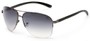 Angle of Bridgeport #1314 in Grey Frame with Smoke Lenses, Women's and Men's Aviator Sunglasses