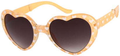 Angle of SW Folding Heart Style #1120 in Peach/Orange Frame with Smoke Lenses, Women's and Men's  