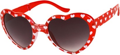 Angle of SW Folding Heart Style #1120 in Red Frame with Smoke Lenses, Women's and Men's  