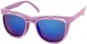 Angle of SW Flip-Up Retro Style #2210 in Light Purple Frame with Blue Mirrored Lenses, Women's and Men's  