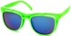 Angle of SW Flip-Up Retro Style #2210 in Lime Green Frame with Blue Mirrored Lenses, Women's and Men's  