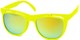 Angle of SW Flip-Up Retro Style #2210 in Yellow Frame with Yellow Mirrored Lenses, Women's and Men's  