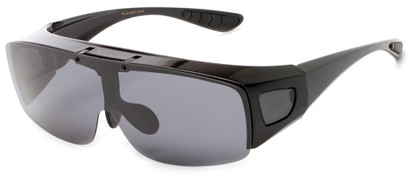 Angle of Sonoran #7668 in Glossy Black with Smoke Lenses, Women's and Men's Square Sunglasses