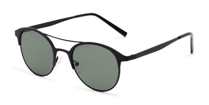 Angle of Fowler #1573 in Black Frame with Green Lenses, Women's and Men's Browline Sunglasses