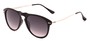 Angle of Galley #3883 in Glossy Black/Silver Frame with Smoke Lenses, Women's and Men's Round Sunglasses