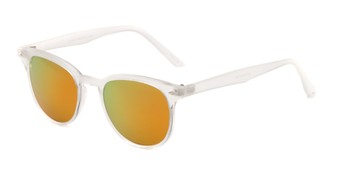 Angle of Glacier in Clear Frosted Frame with Yellow/Orange Mirrored Lenses, Women's and Men's Retro Square Sunglasses