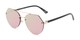 Angle of Grayson #5173 in Gold Frame with Pink Mirrored Lenses, Women's and Men's Round Sunglasses