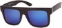 Angle of SW Mirrored Retro Style #493 in Matte Black Frame with Blue Mirrored Lenses, Women's and Men's  