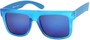 Angle of SW Mirrored Retro Style #493 in Matte Blue Frame with Blue Mirrored Lenses, Women's and Men's  