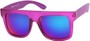 Angle of SW Mirrored Retro Style #493 in Matte Pink Frame with Blue Mirrored Lenses, Women's and Men's  