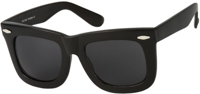 Angle of SW Oversized Retro Style #1877 in Matte Black Frame with Smoke Lenses, Women's and Men's  