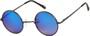 Angle of SW Mirrored Round Style #16070 in Black Frame with Blue Mirrored Lenses, Women's and Men's  