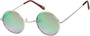 Angle of SW Mirrored Round Style #16070 in Silver Frame with Silver/Green Mirrored Lenses, Women's and Men's  
