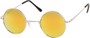 Angle of SW Mirrored Round Style #16070 in Silver Frame with Yellow Mirrored Lenses, Women's and Men's  