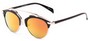 Angle of Tonto #9502 in Black/Silver Frame with Red/Orange Mirrored Lenses, Women's and Men's Round Sunglasses